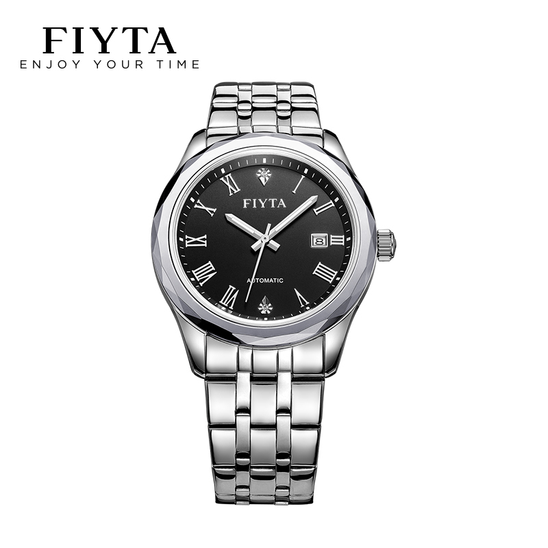 飞亚达fiyta手表男锋逸系列男士机械表钨钢表圈黑盘钢带tga802008wbw