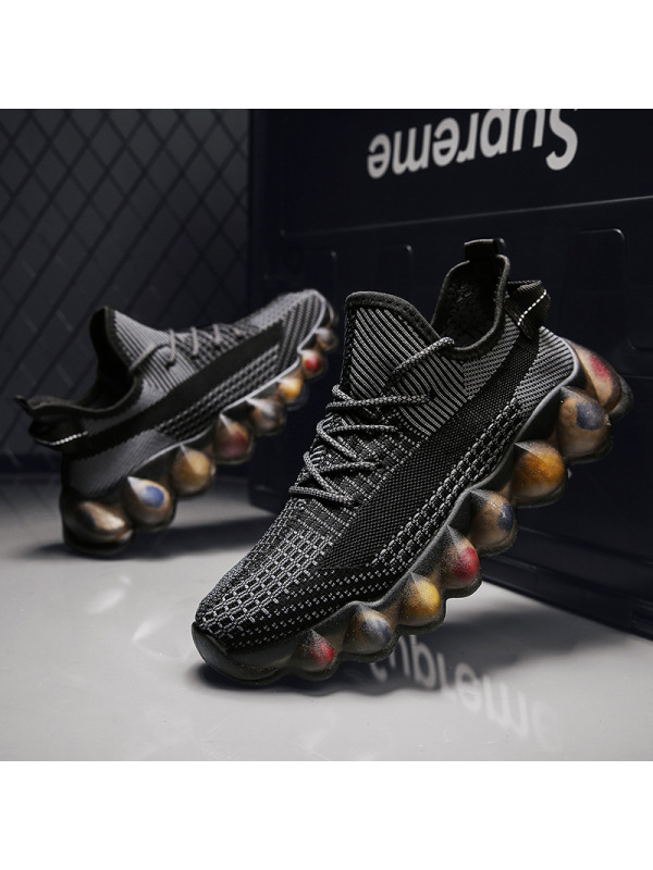 Ceba2022春季新款爆米花飞织椰子鞋潮男牛仔兰休闲运动鞋网面透气男鞋