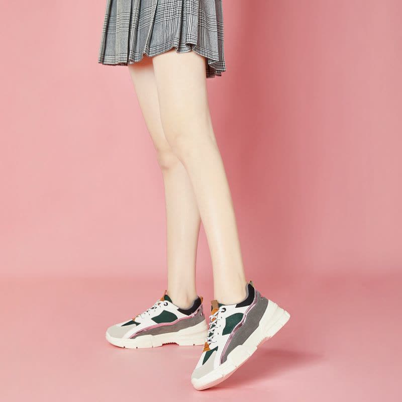 图思龙拼色时尚休闲运动鞋老爹鞋百搭女鞋子图片