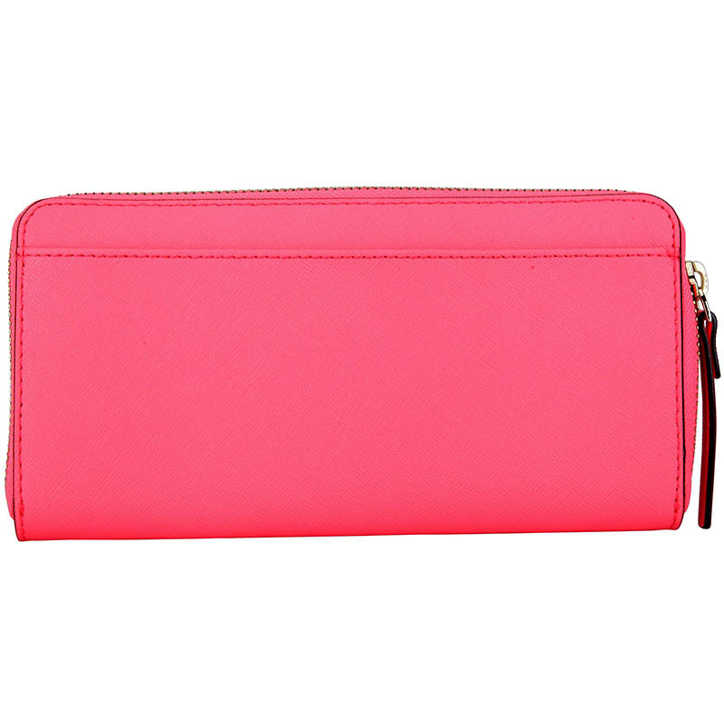 Kate Spade 凯特·丝蓓 奢侈品 女款亮粉色皮质长款钱包钱夹 WLRU2885 761