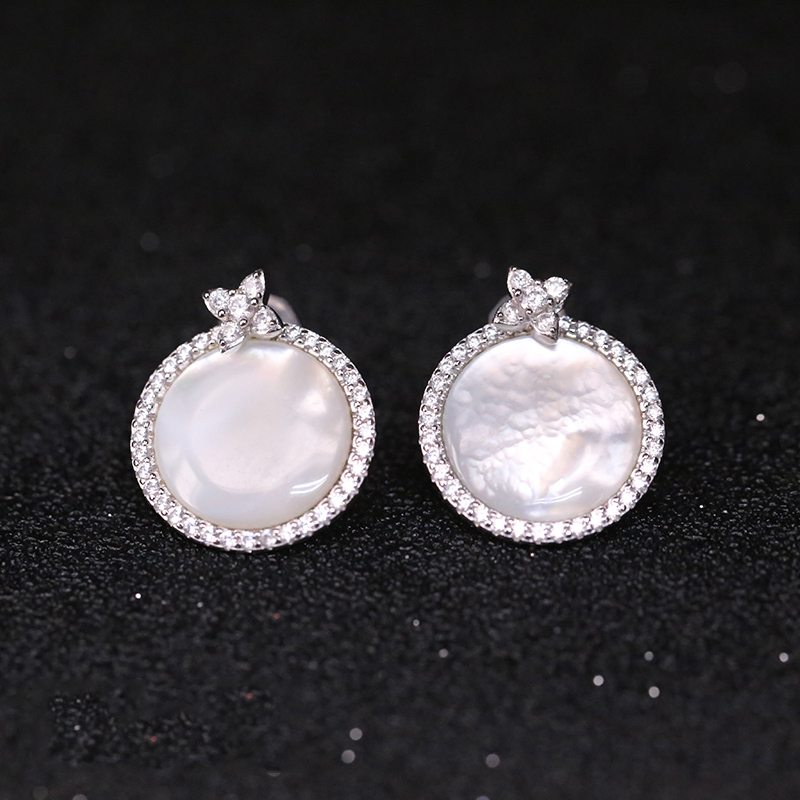 apmmonaco925银贝母耳环耳钉女气质耳坠银女士送恋人ae10108xna