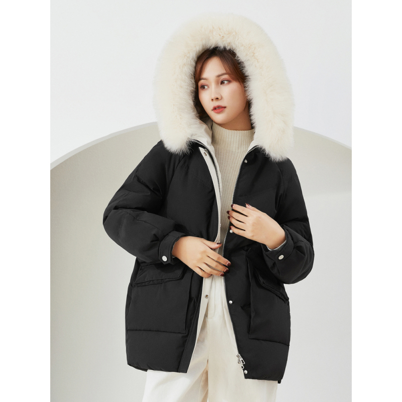 波司登羽绒服女中长款温柔甜美风运动休闲狐狸大毛领冬B00145276