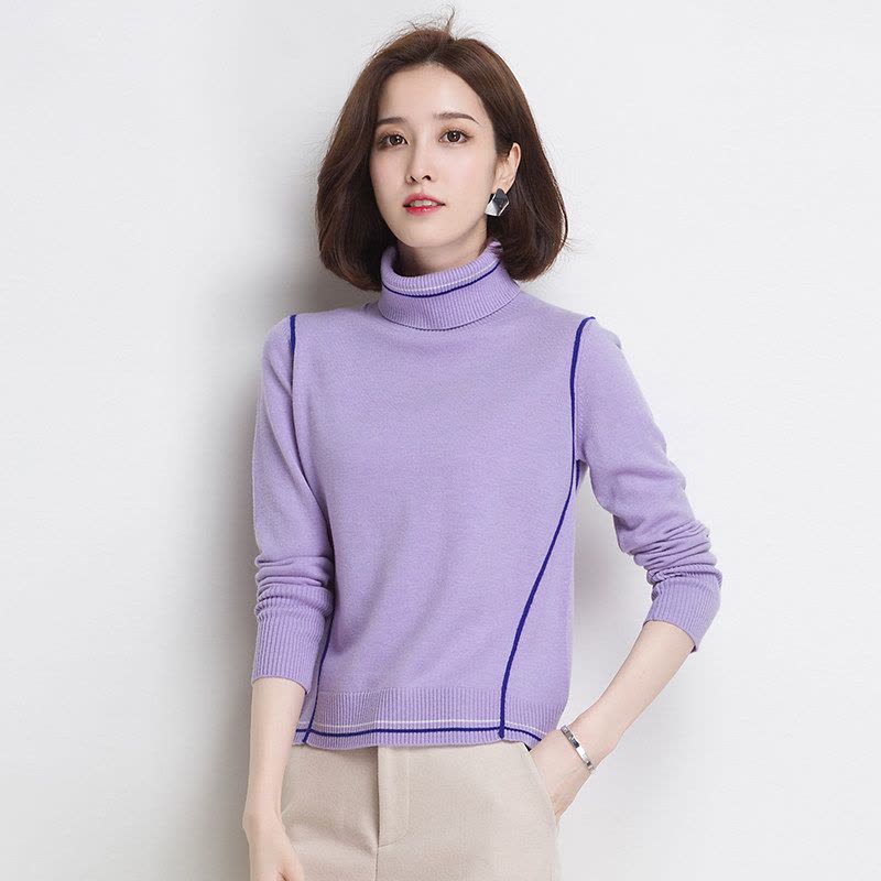 yaloo/雅鹿女装羊毛衫女高领套头针织衫新款双翻领修身打底毛衣x图片