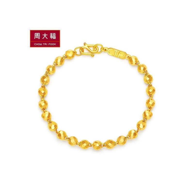 周大福首饰经典几何光华精致黄金手链计价（工费218元）F202691