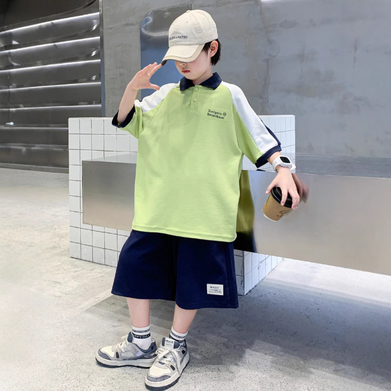 男童夏装套装2025新款大童夏天男孩夏季薄款儿童休闲短袖POLO衫潮