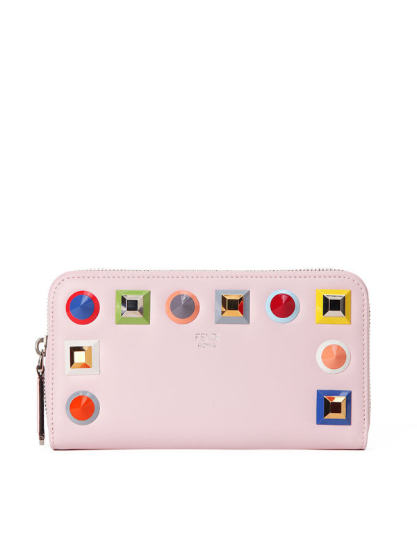 FENDI/芬迪 女钱包多彩双色彩虹铆钉长款拉链钱夹 8M0299