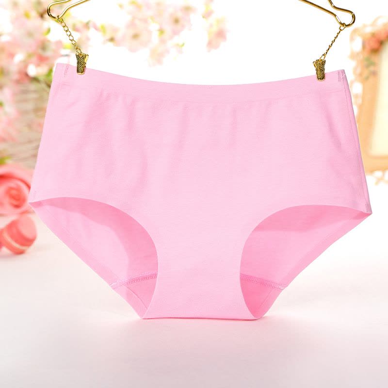 初愫4条装亲肤棉质无痕一片式中腰女士三角内裤精美袋装图片