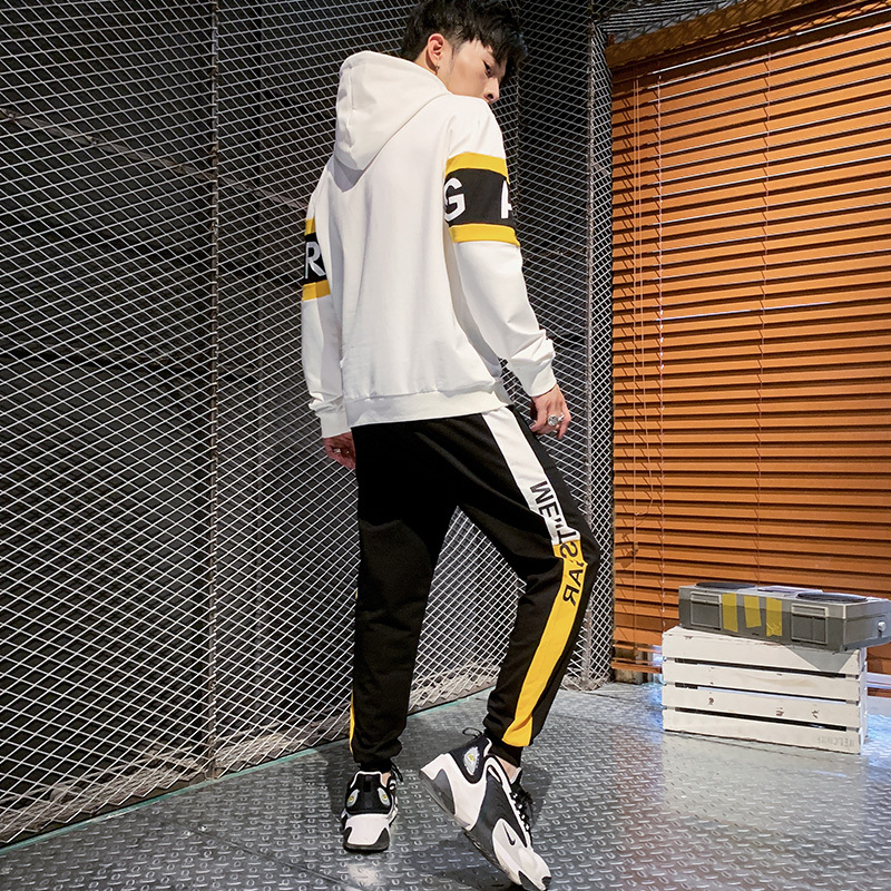 三弦(LA CORDE)男士卫衣连帽春秋季2019新款潮牌衣服秋季两件套休闲运动套装男装LA-MYY-8024