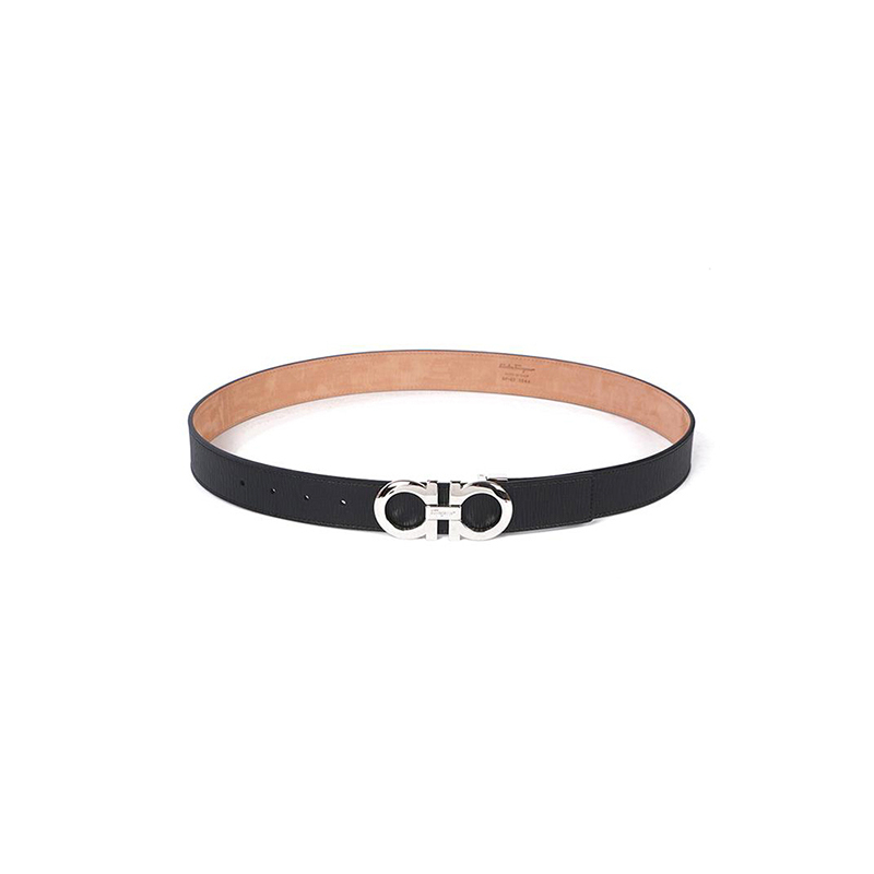 Ferragamo 菲拉格慕男士 牛皮金属板扣腰带箱包配件黑色100 CM 675544 0630498