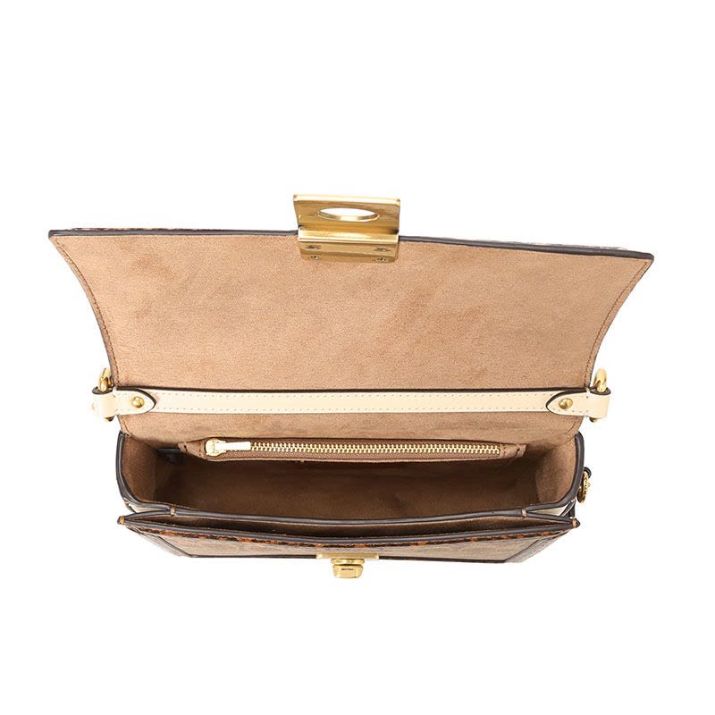 COACH 蔻驰 HUTTON 口盖包 金属方扣 老花拼皮 C2584图片