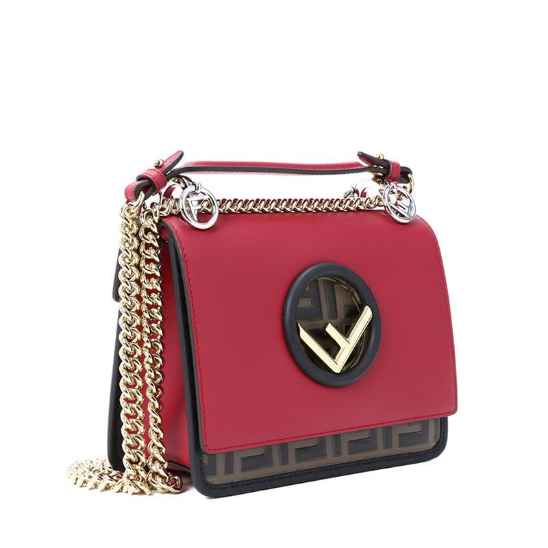 FENDI/芬迪 女包金属F圆环撞色斜挎单肩包 小号 8BT286 18.5x14x8CM图片