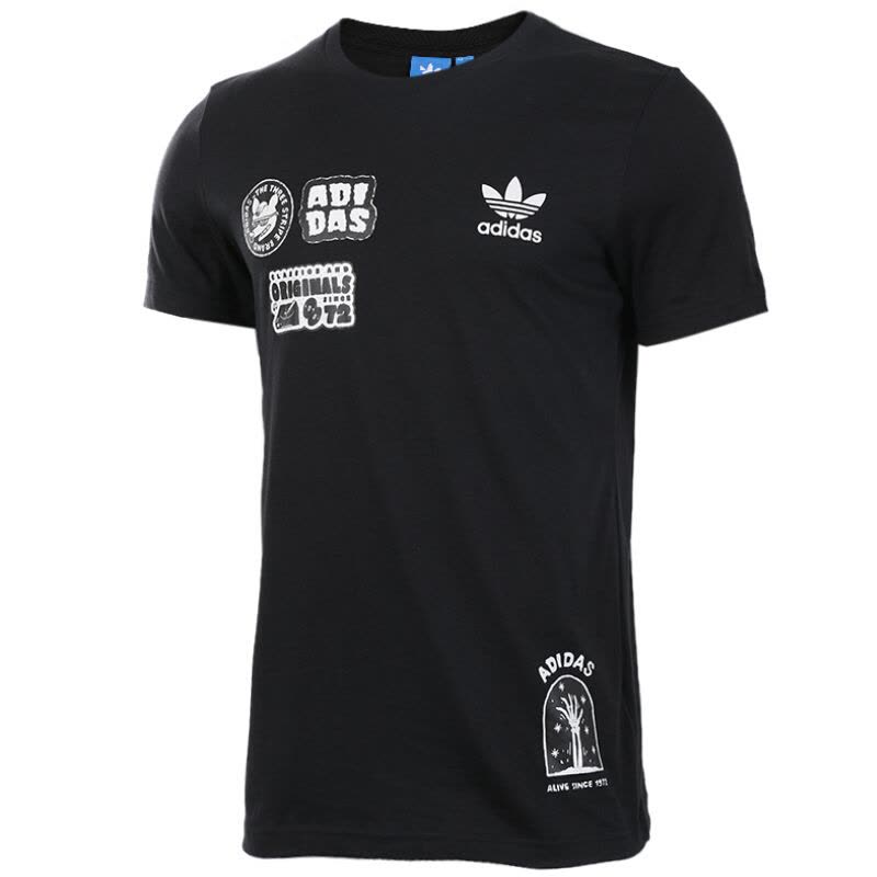 Adidas阿迪达斯三叶草男装秋季运动休闲透气短袖T恤BS316图片