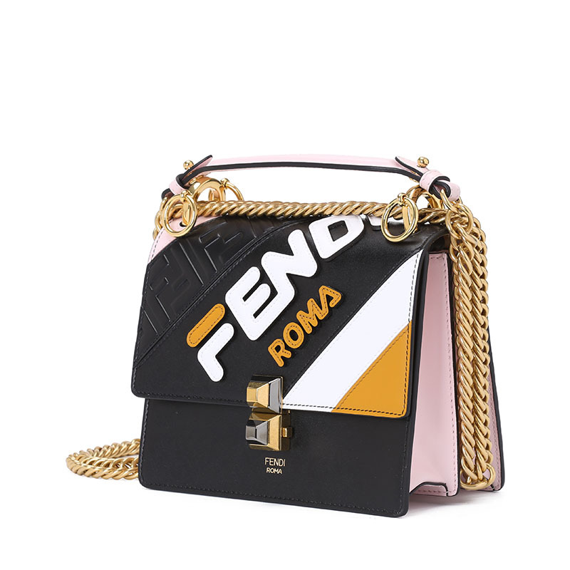 FENDI/芬迪 女包FILA LOGO拼接KAN I小号单肩包 8M0381 18x15x9CM