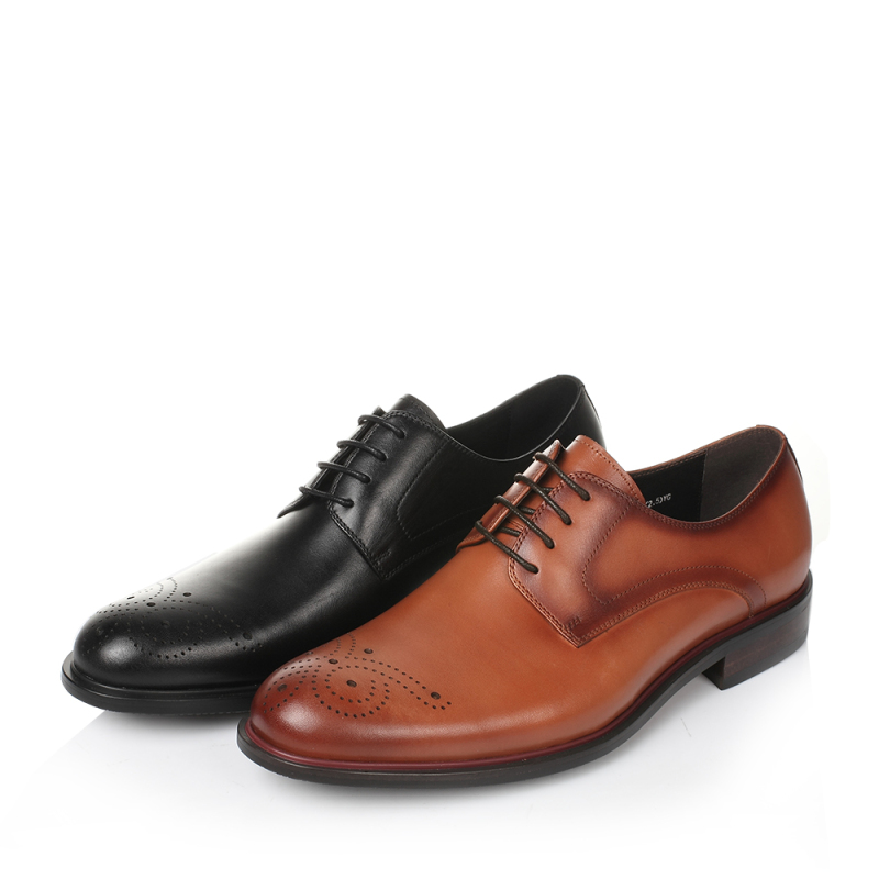 tata他她春季棕色打蜡小牛皮男皮鞋22e20am7