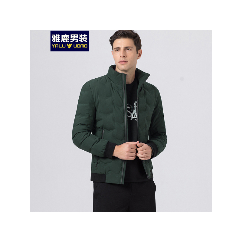 雅鹿男装羽绒服男冬季短款修身立领保暖休闲男士时尚外套C49EDYA18819