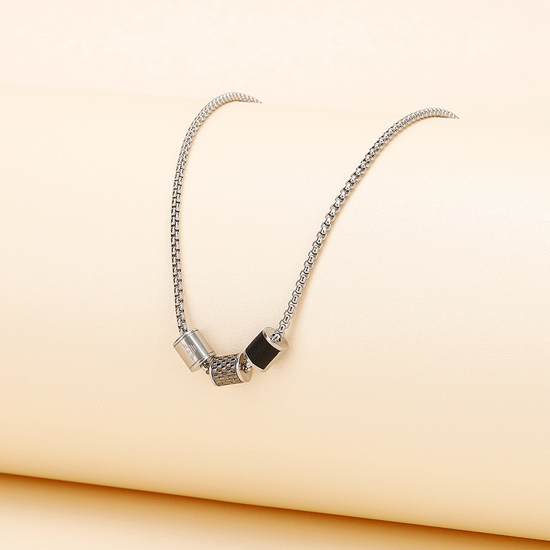 阿玛尼emporioarmani中性男士项链鹰标黑色亚光项链男转运珠礼物送