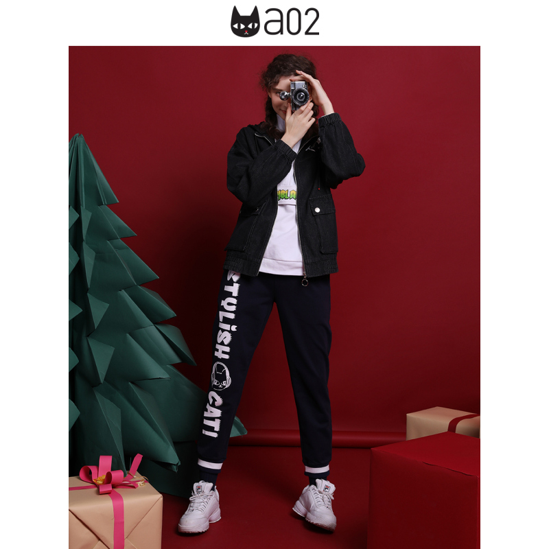a02新款2020时尚字母印花显瘦春季运动裤休闲裤女DTV1A0691PN