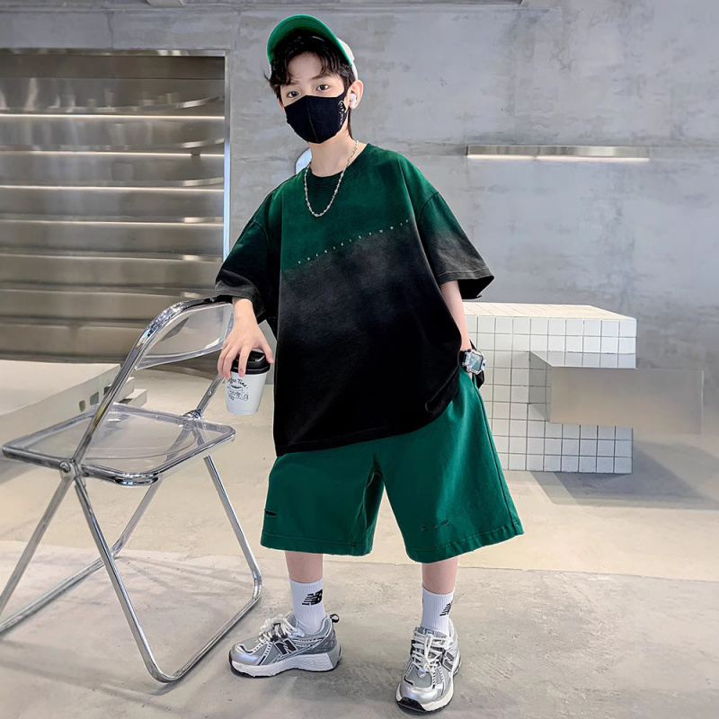 男童夏装短袖套装2025新款中大儿童装夏季男孩运动痞帅气时髦潮酷