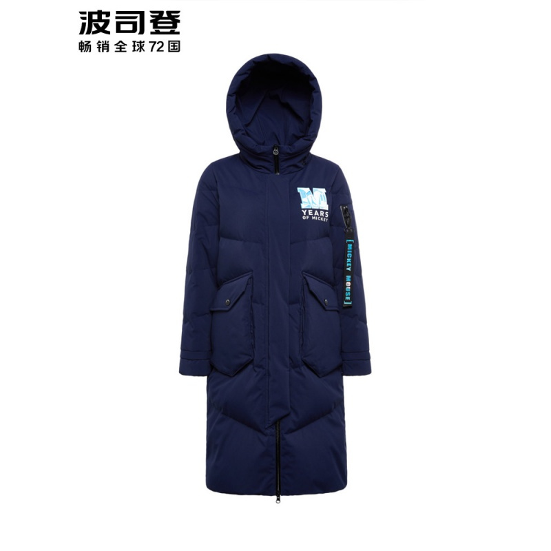 波司登迪士尼系列羽绒服女中长款过膝厚款保暖鸭绒外套
