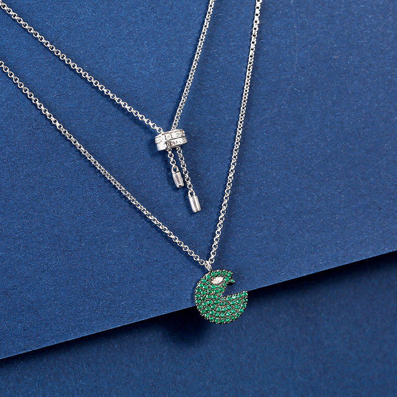 apmmonaco薄荷绿晶钻项链女毛衣链女春夏吊坠锁骨链情侣项链