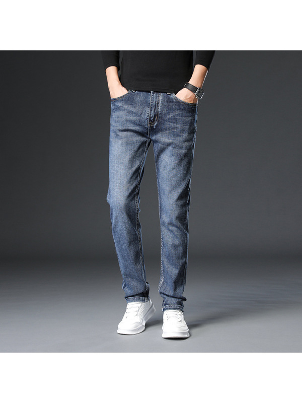 百搭休闲男士弹力小直筒牛仔裤男青年港风宽松春秋舒适运动男裤子