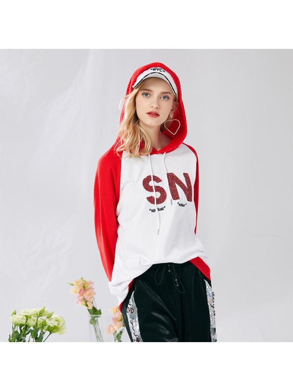 美丽衣橱bf原宿学生字母连帽卫衣女2019新款韩版宽松显瘦上衣潮