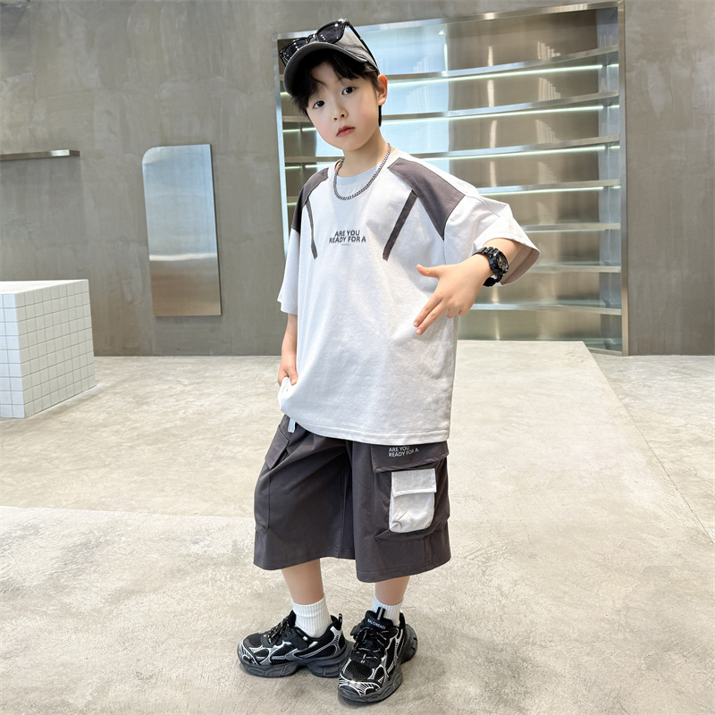 儿童装男童夏装套装2025新款夏季中大童薄款运动夏款男孩酷帅气潮