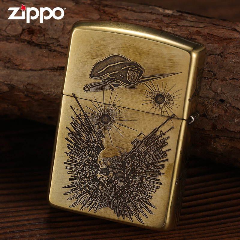zippo芝宝原装正版打火机 敢死队立体深雕刻盔甲机煤油打火机