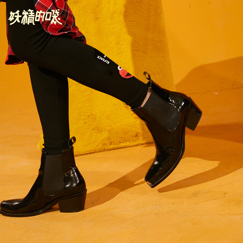 妖精的口袋Y打底裤女外穿黑色裤子秋装芝麻街显瘦长裤女N