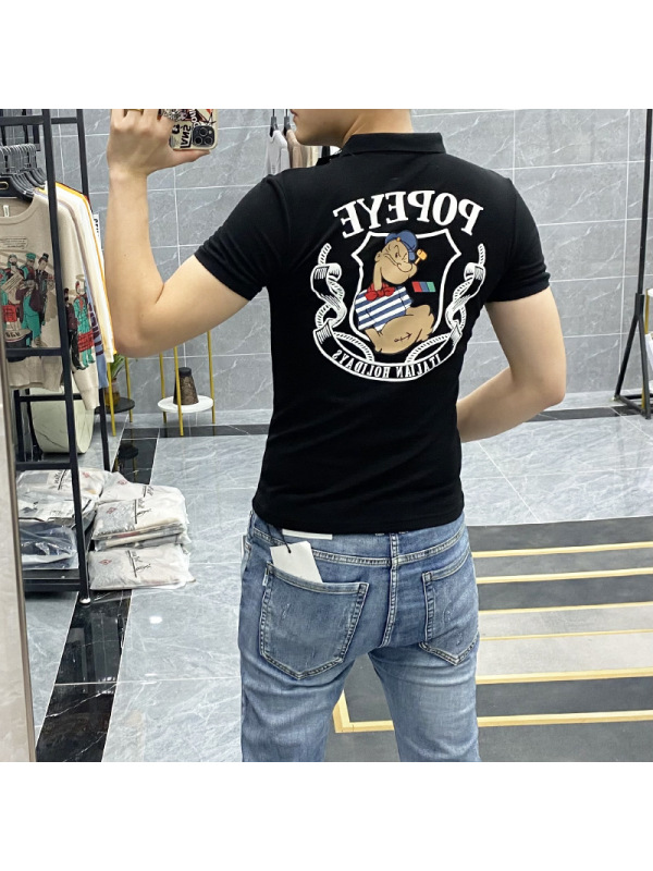 Ceen Bulled社会小伙polo衫男士潮流短袖T恤2022夏季新款时尚休闲翻领体恤男