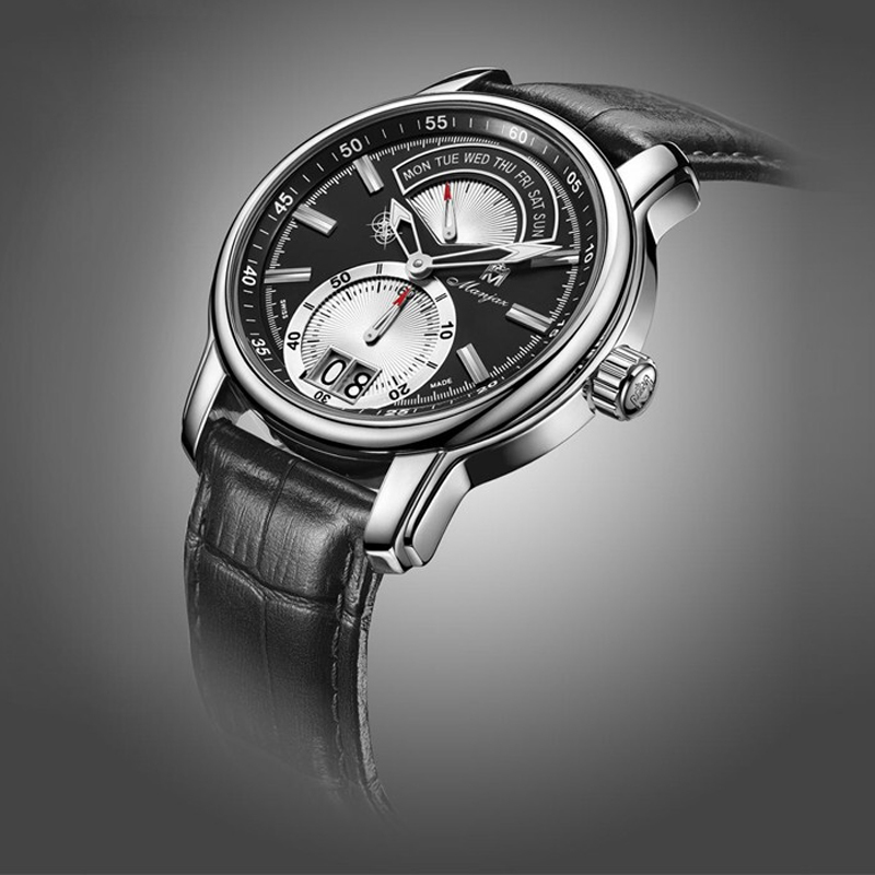 名爵manjaz手表星耀系列时尚休闲商务皮带石英男士手表9063m x0-ww-b1