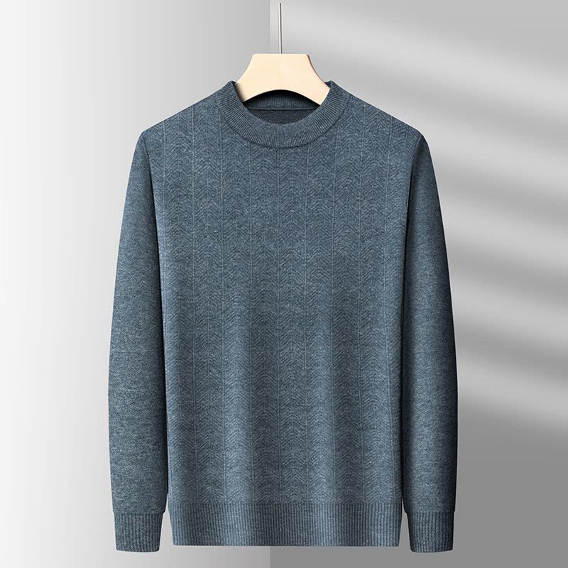 秋冬加厚绵羊毛男式休闲细软羊毛衫提花格子羊毛保暖针织衫厚图片