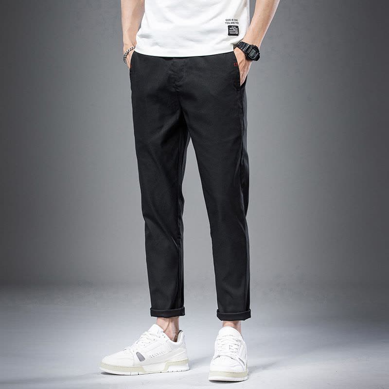 Ceba个性修身休闲夏裤薄款潮流韩版百搭弹力天丝裤子男裤简约九分男装图片