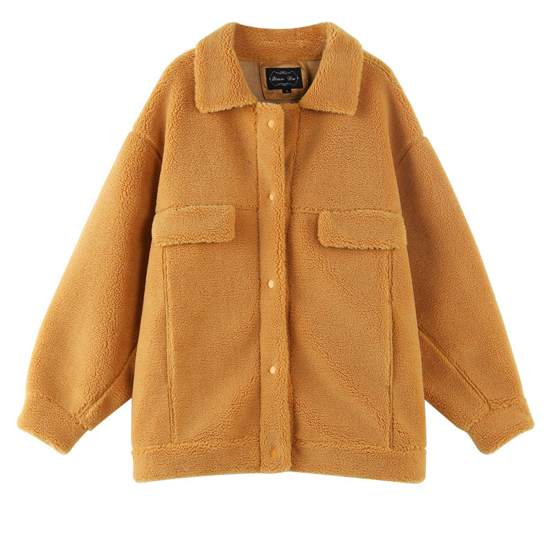 秀衣记颗粒绒系列羊羔毛外套女宽松颗粒绒毛绒外套