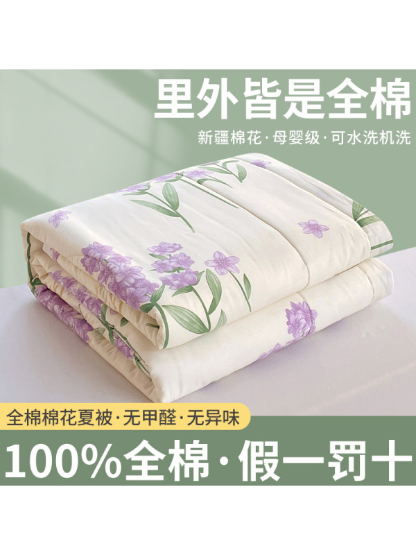 %100里外全棉新疆棉花夏凉被空调被母婴级可手洗双人机洗家用夏被