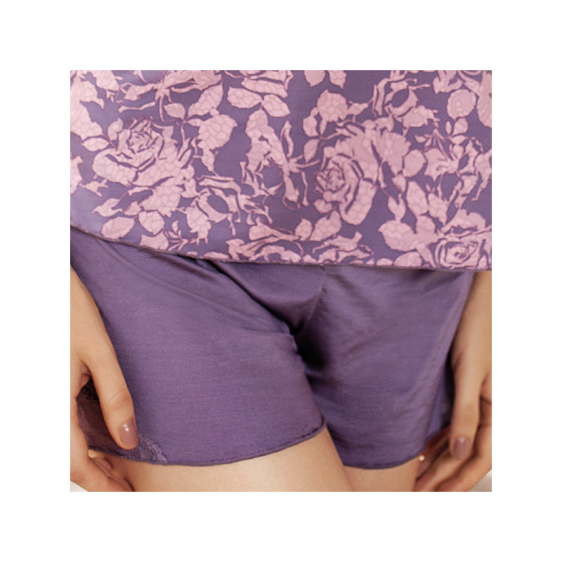 娅茜春夏女士性感吊带短裤蕾丝印花两件套家居服睡衣50712D
