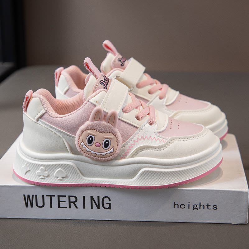 秋季新款儿童运动鞋女童休闲板鞋皮面轻便透气学生女孩跑步鞋图片