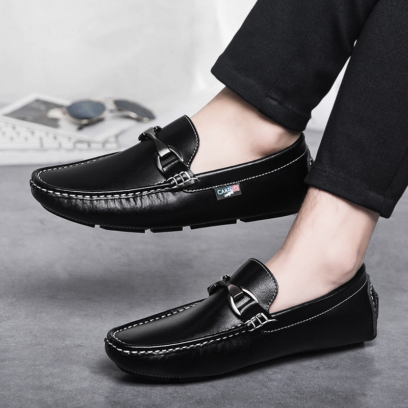 卡帝乐鳄鱼cartelo休闲鞋男牛皮舒适防滑一脚蹬懒人套脚驾车豆豆鞋男