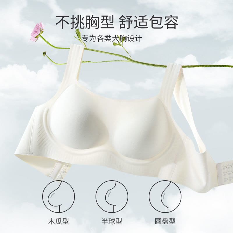 无痕裸感内衣女大胸显小果冻软支撑文胸舒适凉感全罩杯无钢圈胸罩图片
