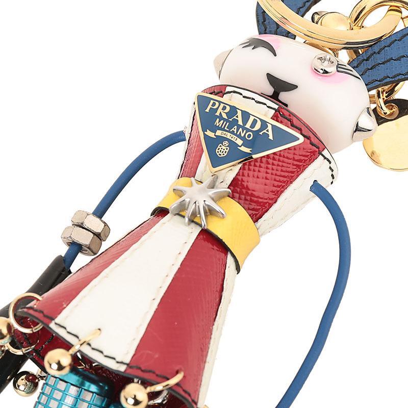 prada 普拉达 女士红色多色拼色金属配皮机器人钥匙扣挂饰 1tr050 2
