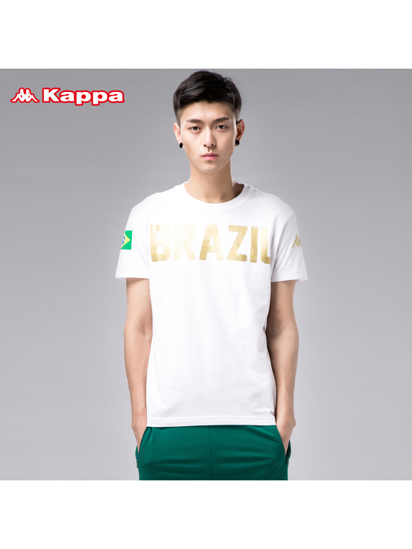 Kappa卡帕背靠背T恤男短袖运动上衣圆领透气白色休闲半袖_1