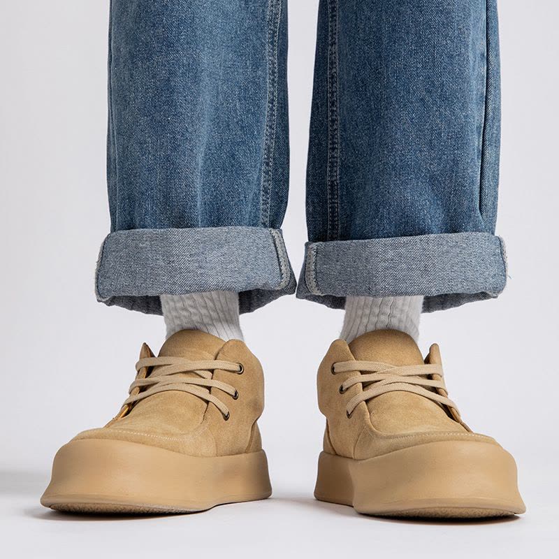 韩版潮流马丁靴男士英伦复古秋冬磨砂皮厚底工装加绒保暖休闲板鞋图片