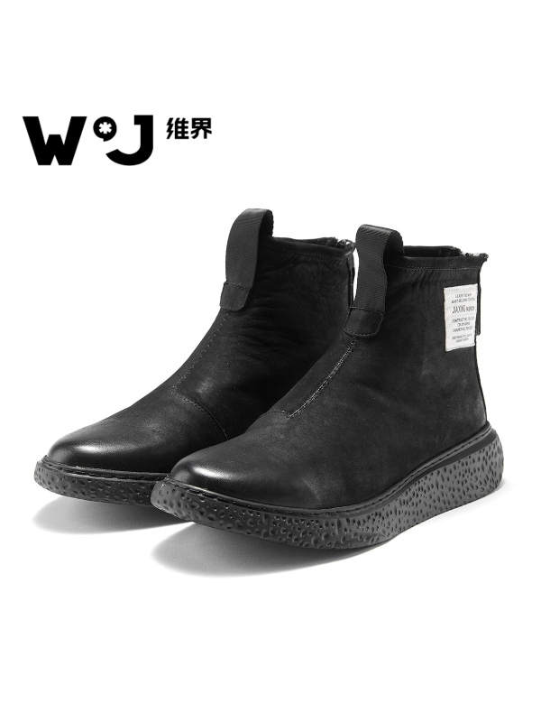 维界靴子男英伦真皮时尚高帮男鞋新款潮流个性青年休闲短筒马丁靴