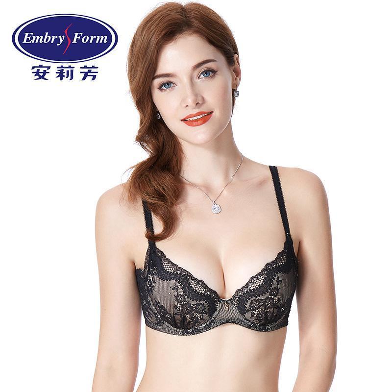 安莉芳 性感蕾丝调整型收副乳内衣女士下厚上薄款聚拢文胸EBW0023