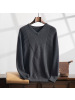 秋冬v领男士套头打底衫大码宽松鸡心领提花毛衣男中年加厚羊绒衫