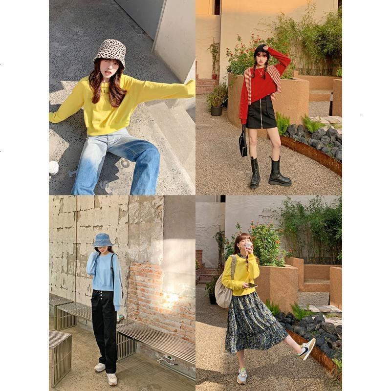 OtherMix短款卫衣女2021春新款炸街盐系小个子糖果色圆领宽松上衣