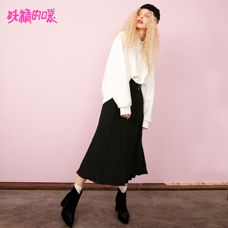 妖精的口袋Y半身裙宽松女秋裙女通勤a字裙韩版仙针织裙K_1