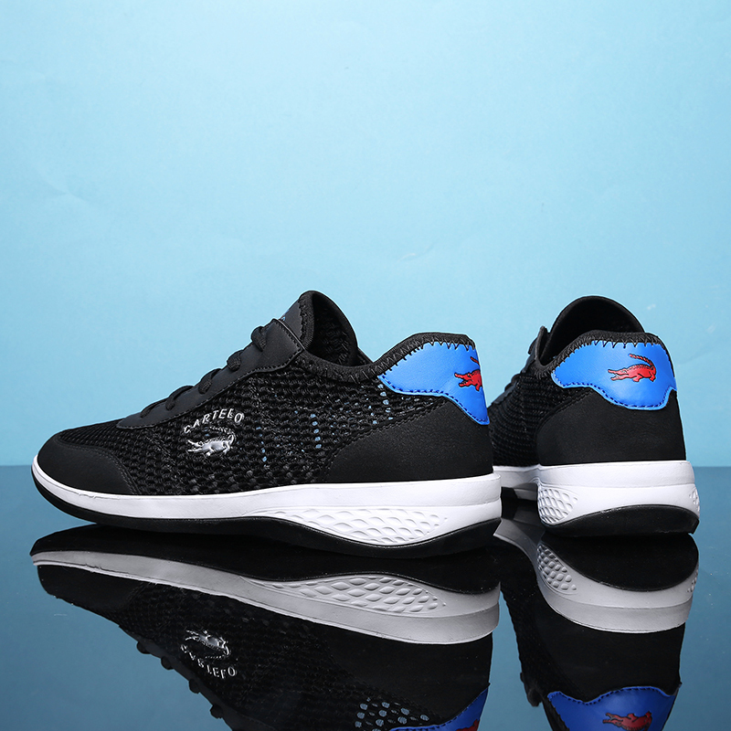 鳄鱼cartelo春季新款男鞋休闲鞋男士网面透气低帮韩版时尚潮流运动鞋
