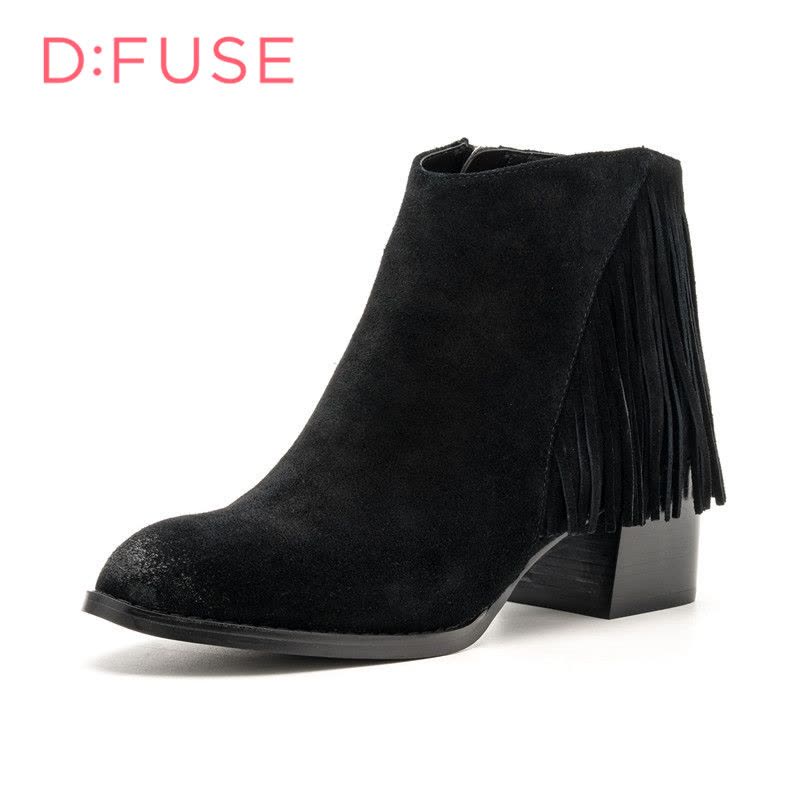 迪芙斯D:FUSE牛皮尖头中跟套脚流苏深口女鞋DF64117309图片