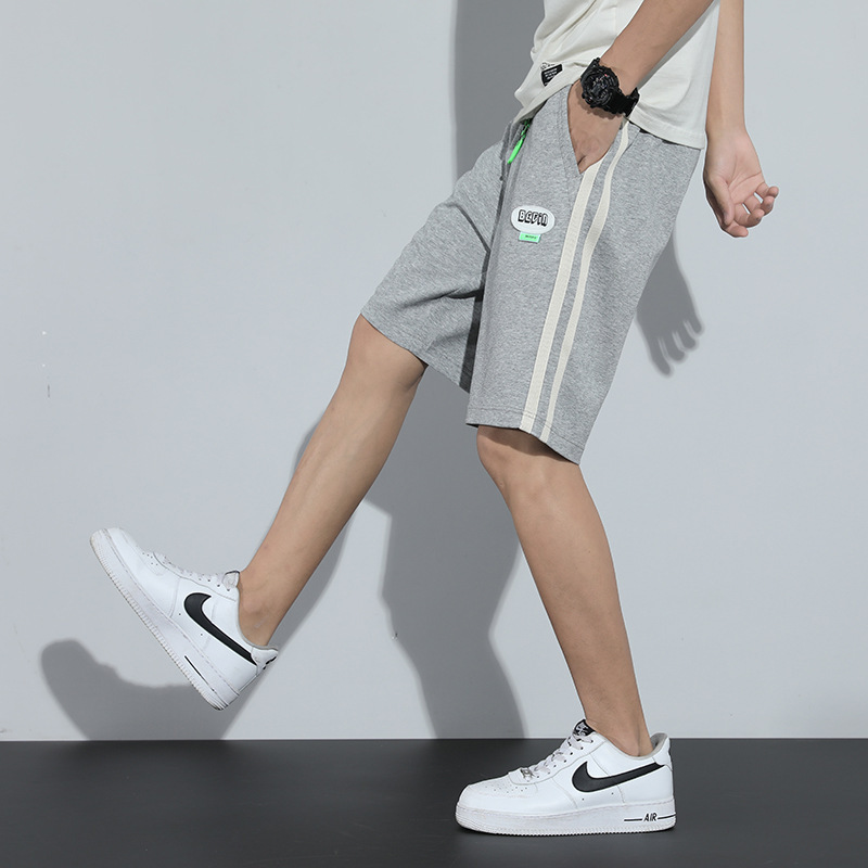 夏季五分裤男士运动裤华夫格宽松阔腿薄款休闲短卫裤男沙滩裤子男